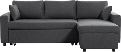 LOUNGITUDE - Canapé d'angle réversible, Convertible en Tissu avec Coffre de Rangement
