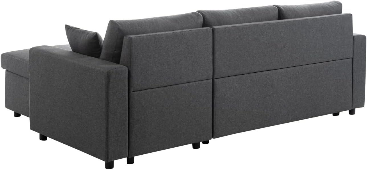 LOUNGITUDE - Canapé d'angle réversible, Convertible en Tissu avec Coffre de Rangement