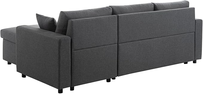 LOUNGITUDE - Canapé d'angle réversible, Convertible en Tissu avec Coffre de Rangement