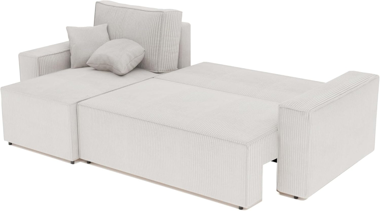 GREKPOL Canapé d'angle Convertible 244x145 Velours Côtelé - avec Espace de Rangement