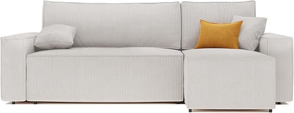 GREKPOL Canapé d'angle Convertible 244x145 Velours Côtelé - avec Espace de Rangement