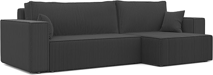 GREKPOL Canapé d'angle Convertible 276x145 Tissu Poso à Gauche ou à Droite - Sofa XL avec Espace de Rangement