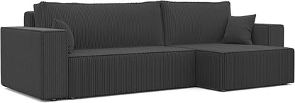 GREKPOL Canapé d'angle Convertible 276x145 Tissu Poso à Gauche ou à Droite - Sofa XL avec Espace de Rangement