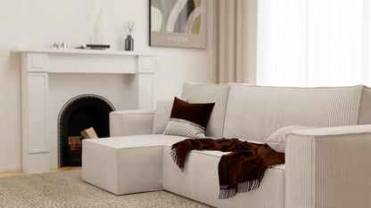GREKPOL Canapé d'angle Convertible 244x145 Velours Côtelé - avec Espace de Rangement