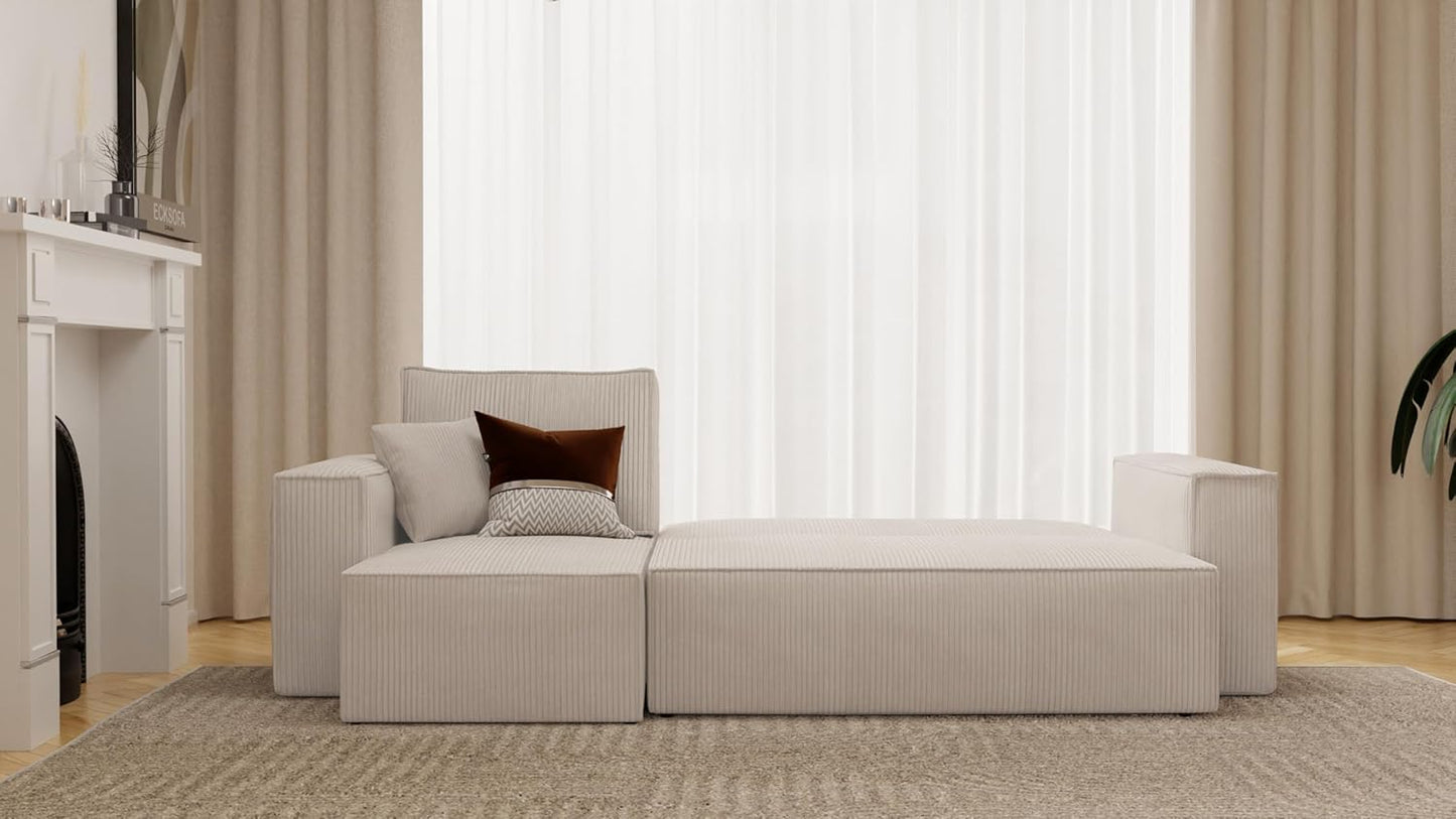 GREKPOL Canapé d'angle Convertible 244x145 Velours Côtelé - avec Espace de Rangement