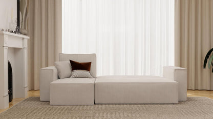 GREKPOL Canapé d'angle Convertible 244x145 Velours Côtelé - avec Espace de Rangement