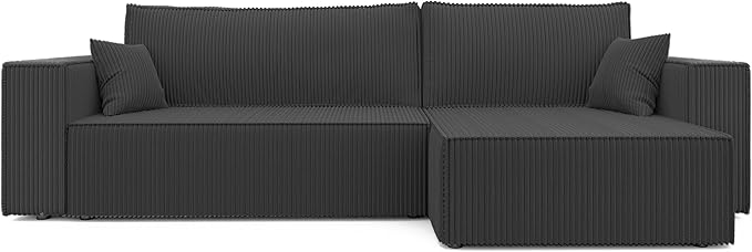GREKPOL Canapé d'angle Convertible 276x145 Tissu Poso à Gauche ou à Droite - Sofa XL avec Espace de Rangement