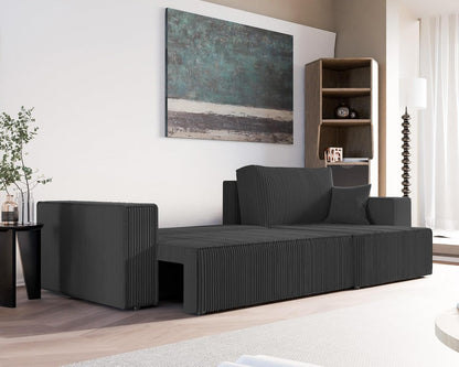 GREKPOL Canapé d'angle Convertible 276x145 Tissu Poso à Gauche ou à Droite - Sofa XL avec Espace de Rangement