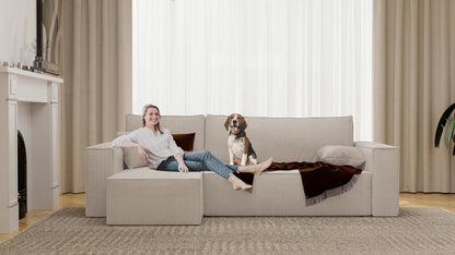 GREKPOL Canapé d'angle Convertible 244x145 Velours Côtelé - avec Espace de Rangement